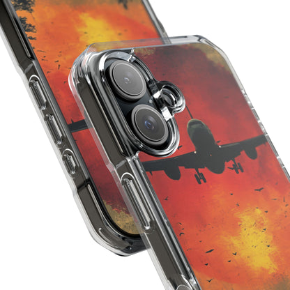 Vintage Sunset Airplane Silhouette iPhone 16 - Clear Impact Phone Case