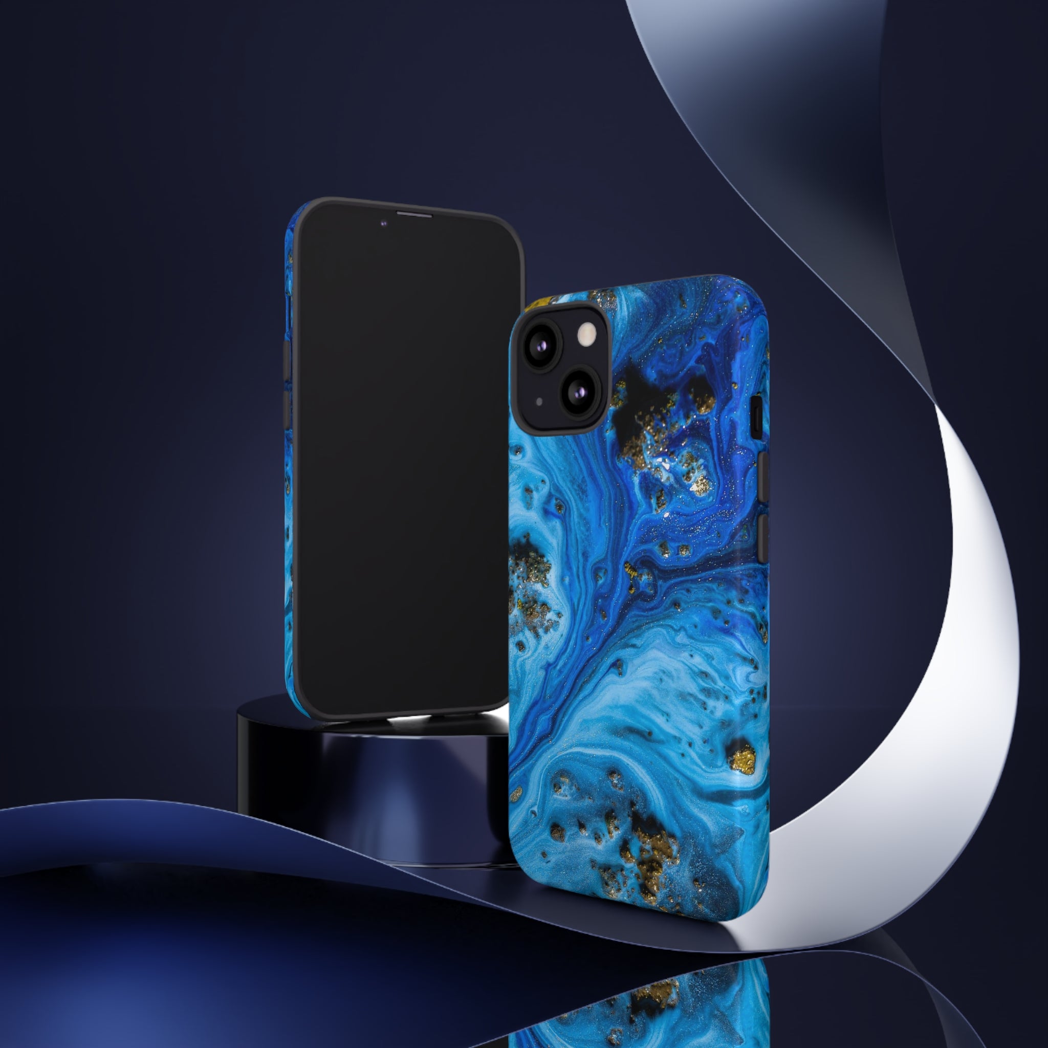 Blue Ice Melt Ink Art iPhone Case (Protective) Phone Case