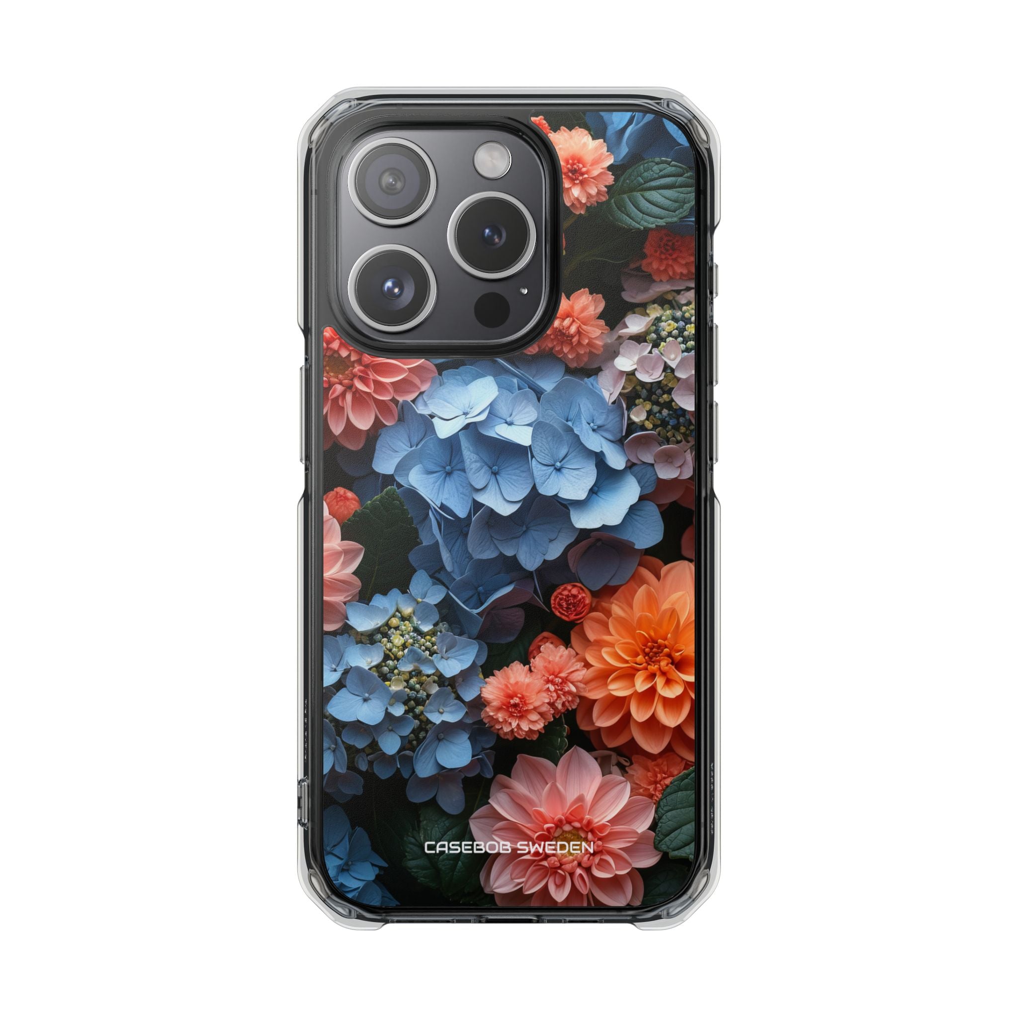 Blue Floral Bliss - Clear Impact iPhone 15 Phone Case