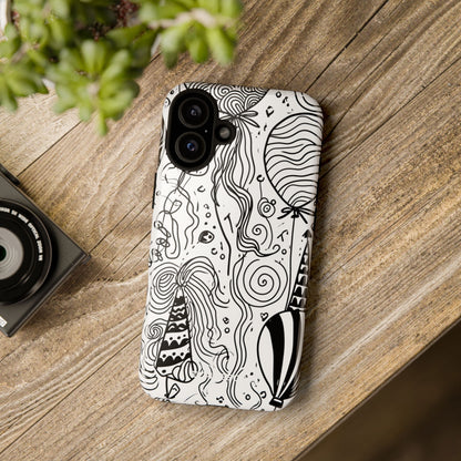 Whimsical Celebration in Black and White - for iPhone 16