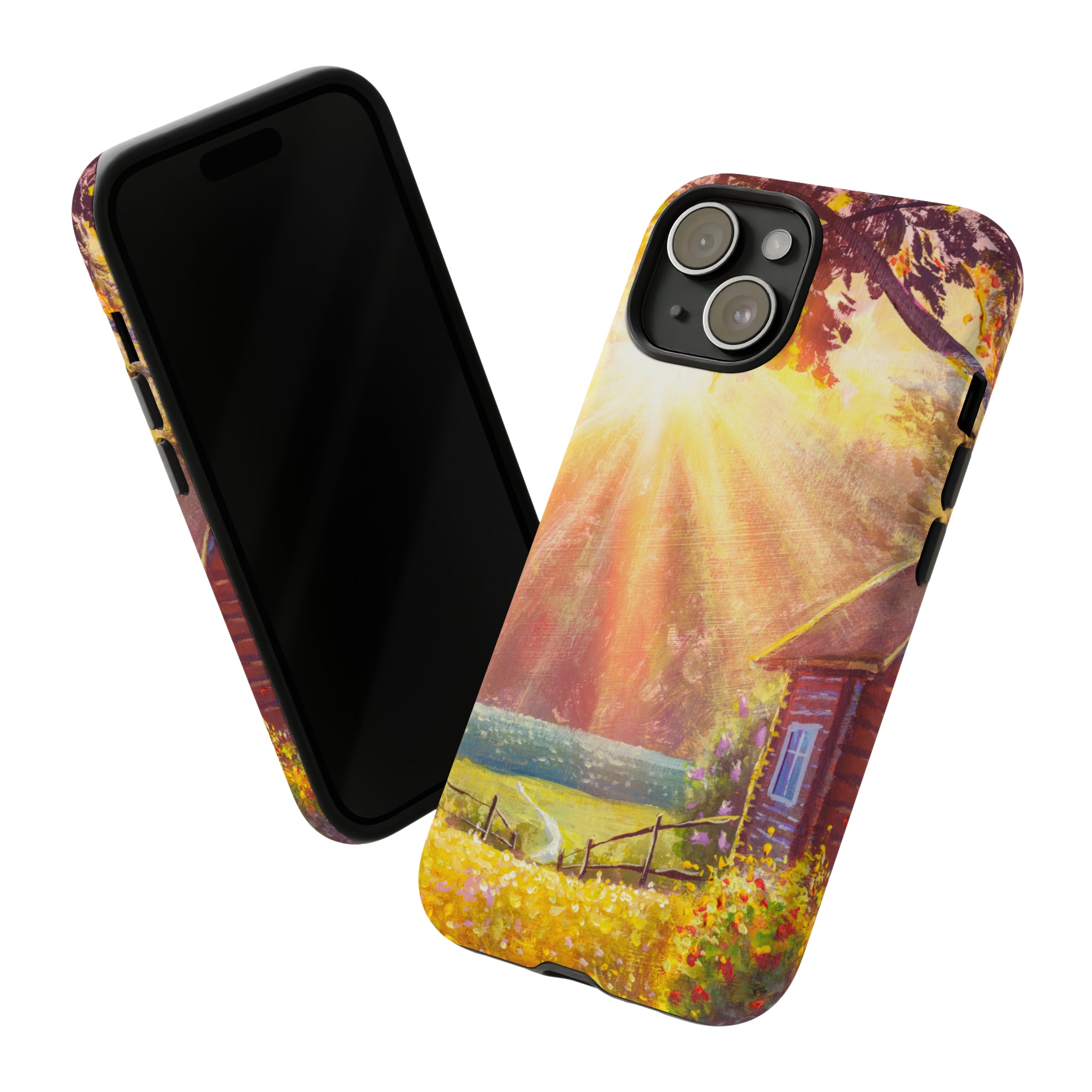 Flower Bushes Wooden House - Protective Phone Case