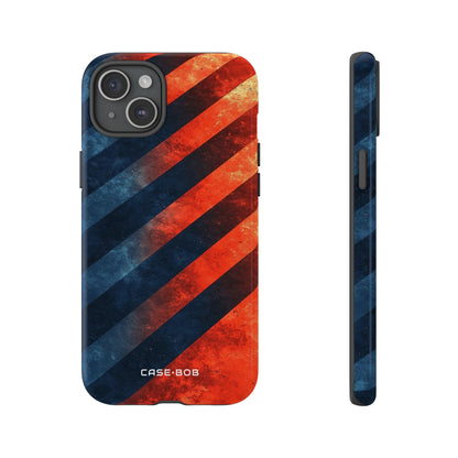 Diagonal Stripes Blaze iPhone 15 Plus Case - Tough