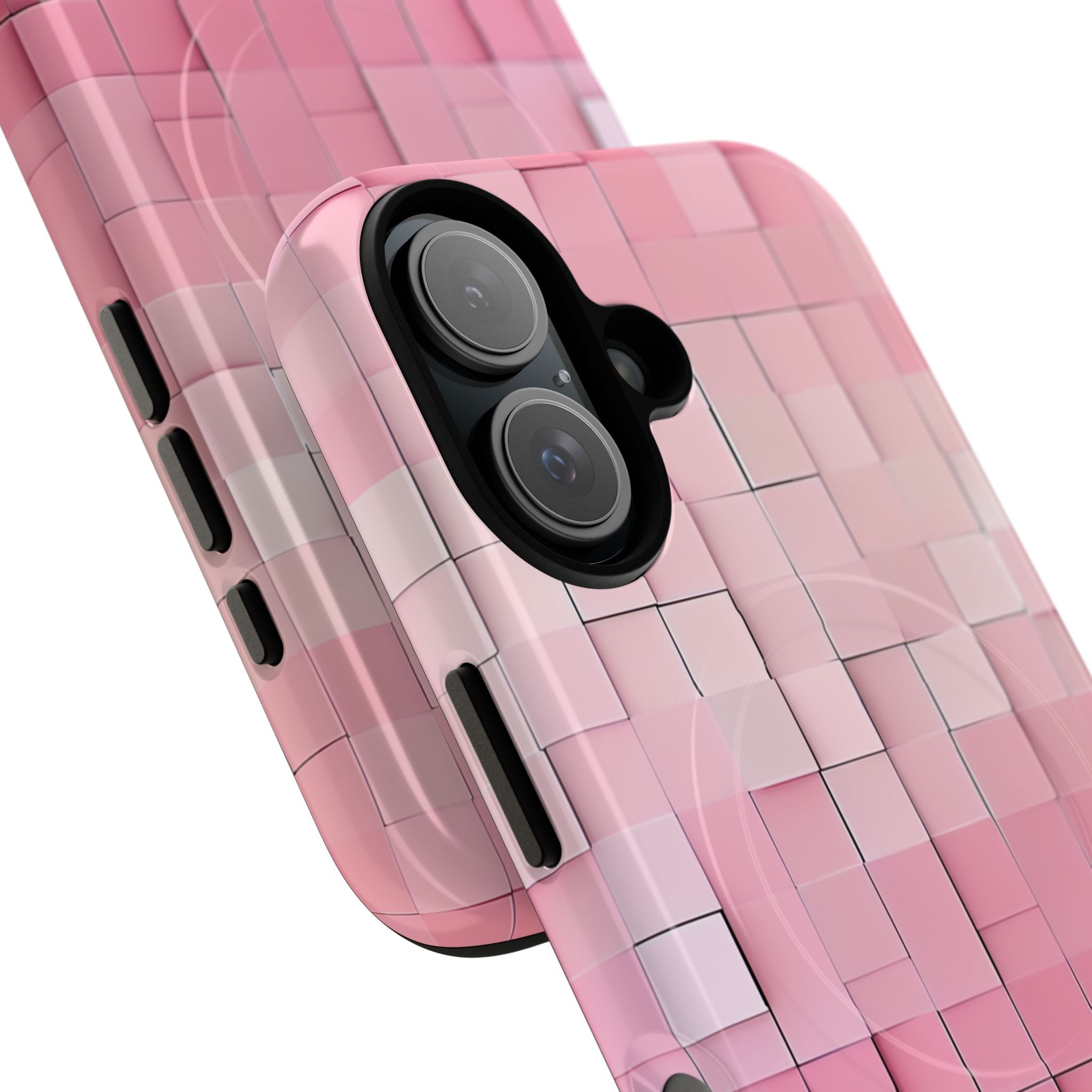 iPhone 16 Tough+ Handyhülle mit Mosaik-Muster in Rosa