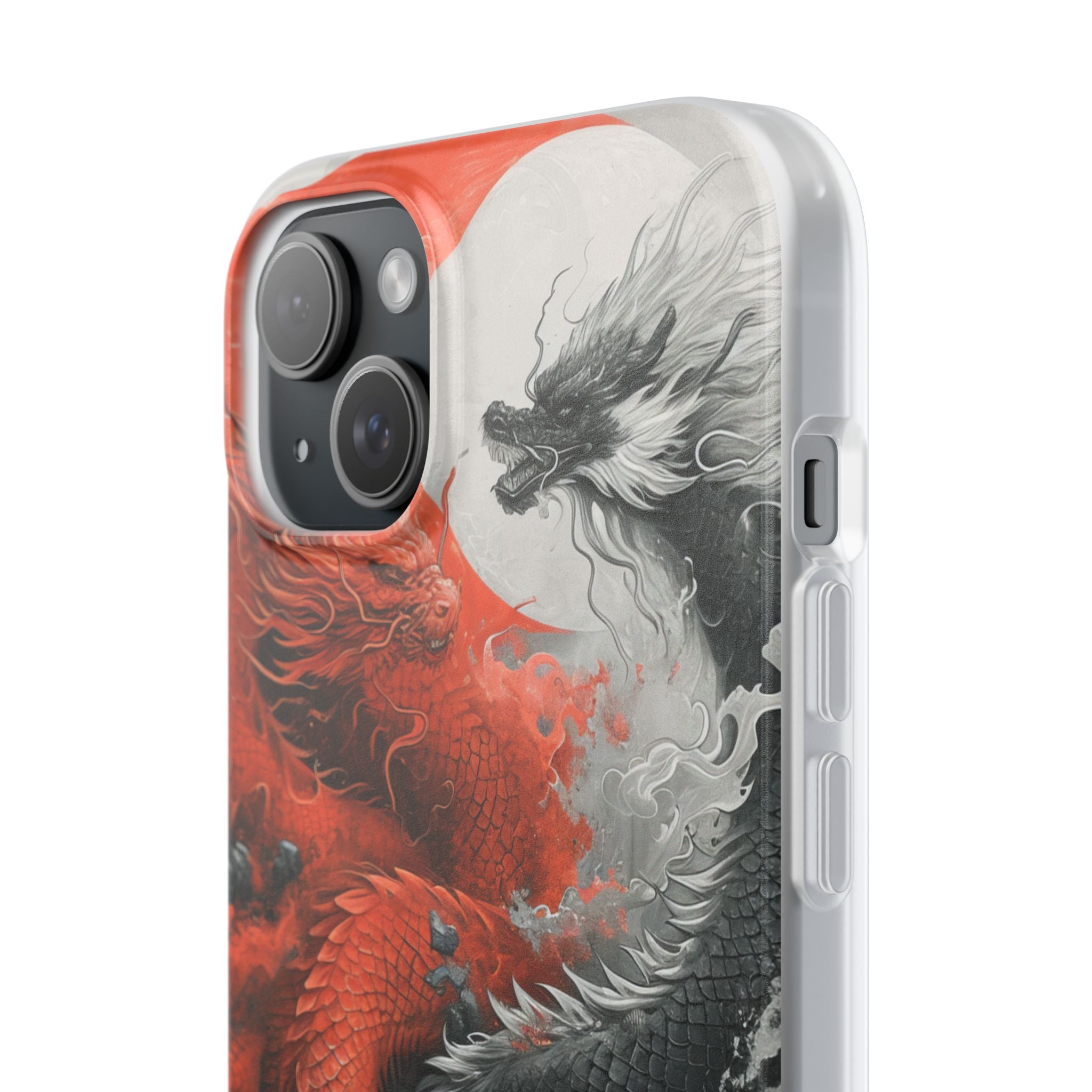 Twin Dragons Crimson iPhone 15 Plus Case - Soft