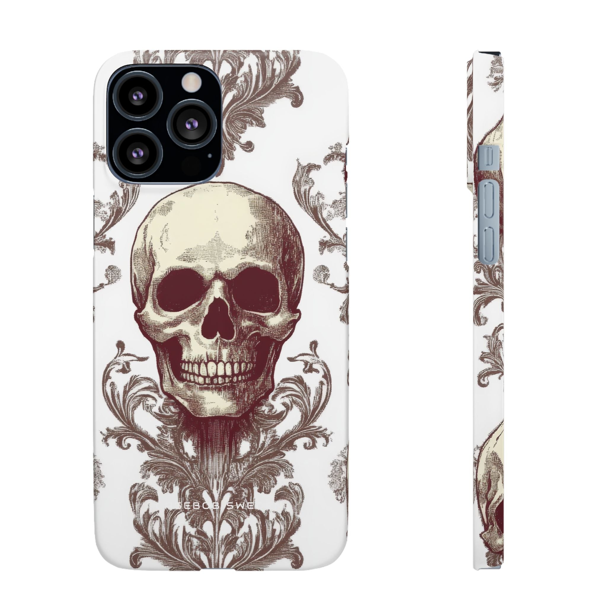 Gothic Skulls and Ornate Foliage iPhone 13 - Slim Phone Case