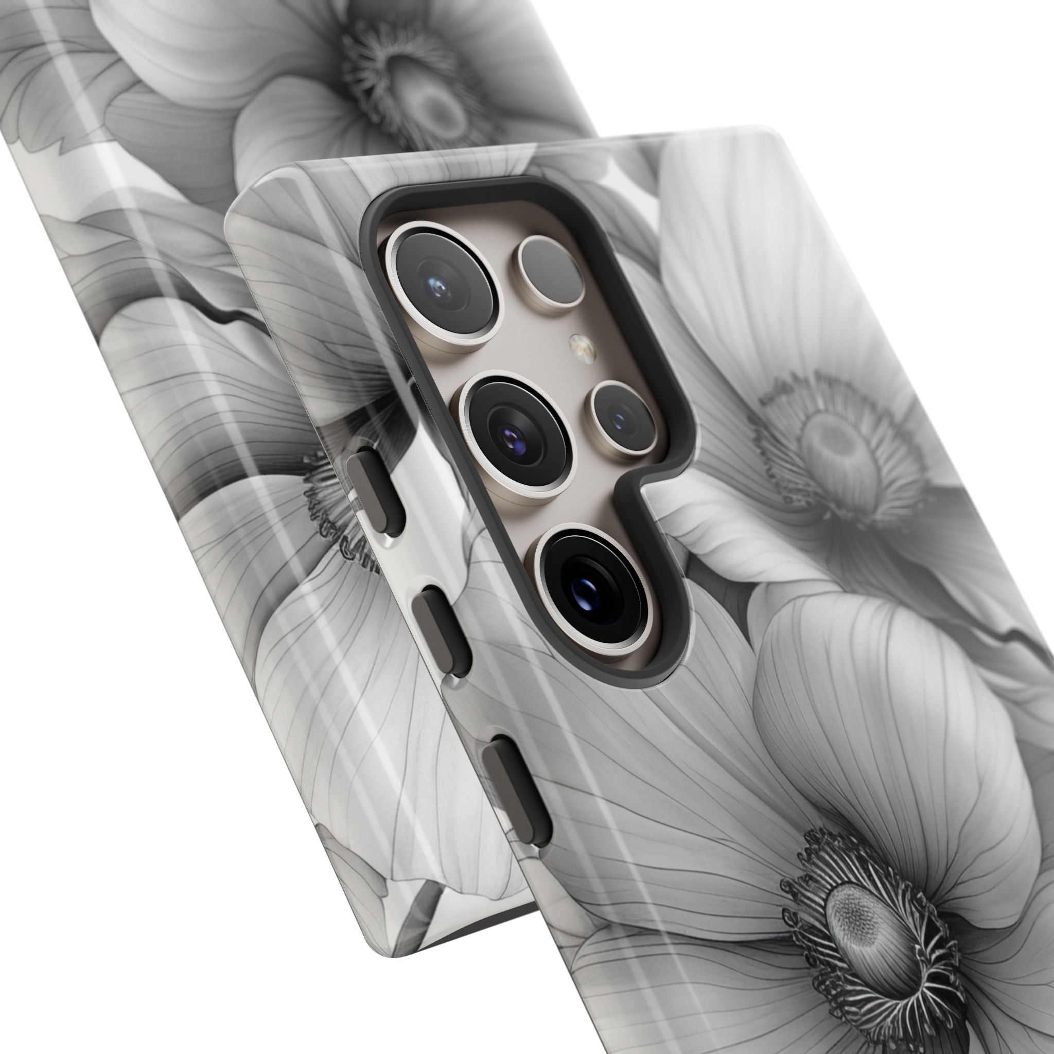Grayscale Floral Harmony Samsung S24 - Tough
