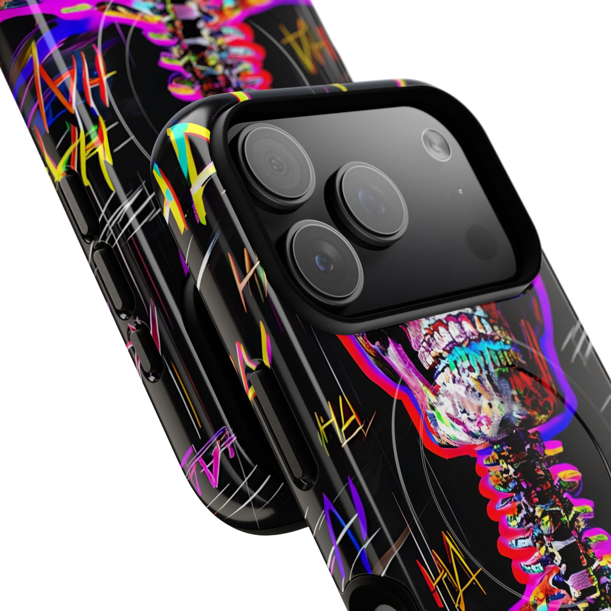 Neon Skeleton Laugh iPhone 17 Pro Case - Tough+