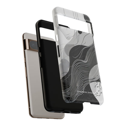 Fluid Rhythms: Monochrome Line Flow Google Pixel 8 - Tough Phone Case