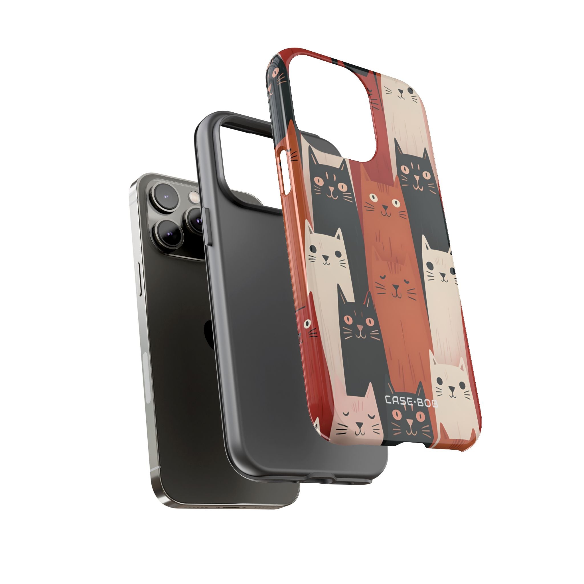 Elongated Cats Black iPhone 14 Pro Max Case - Tough