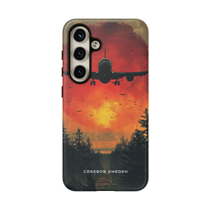 Vintage Sunset Airplane Silhouette Samsung S24 - Tough Phone Case