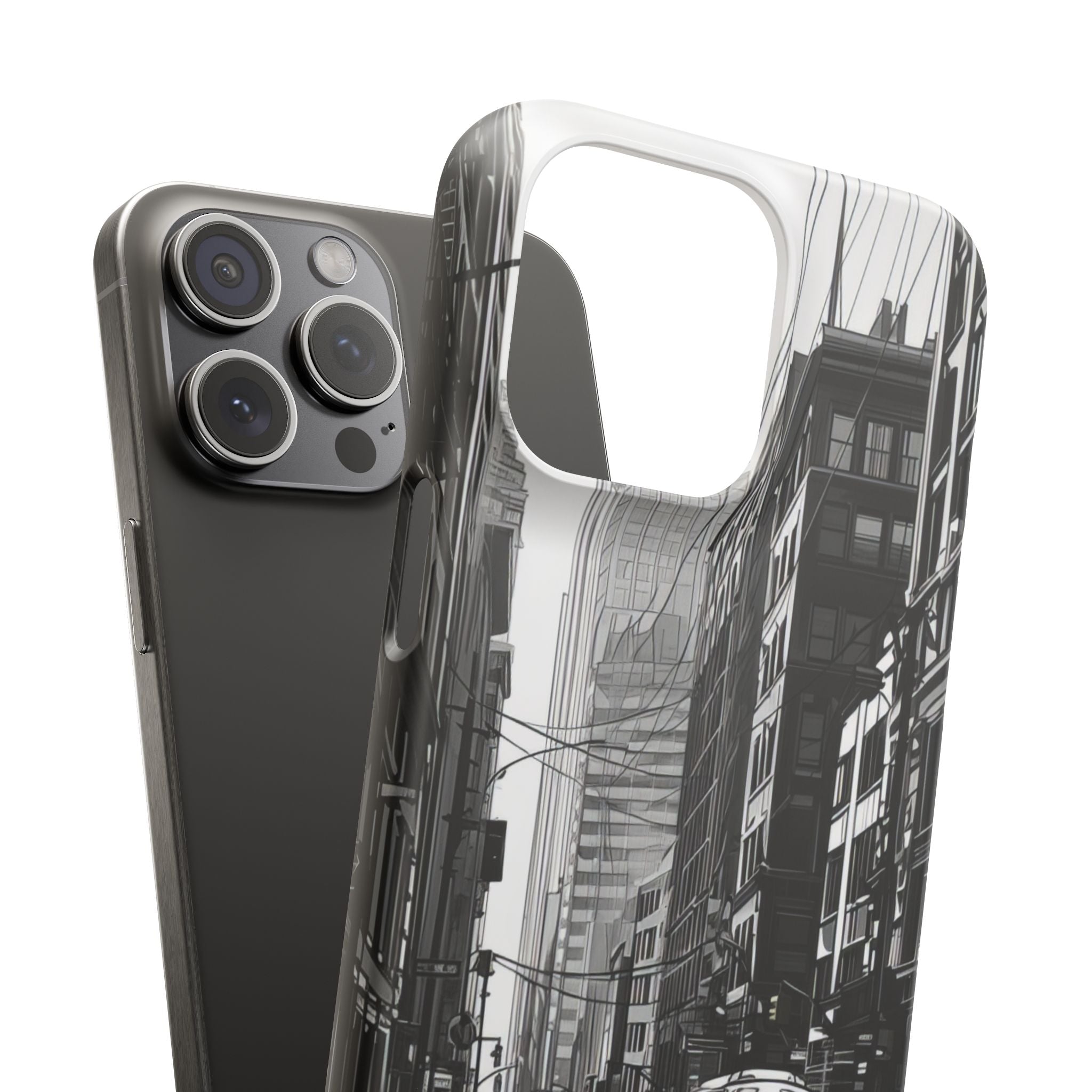 Urban Cityscape Line Perspective iPhone 15 - Slim Phone Case