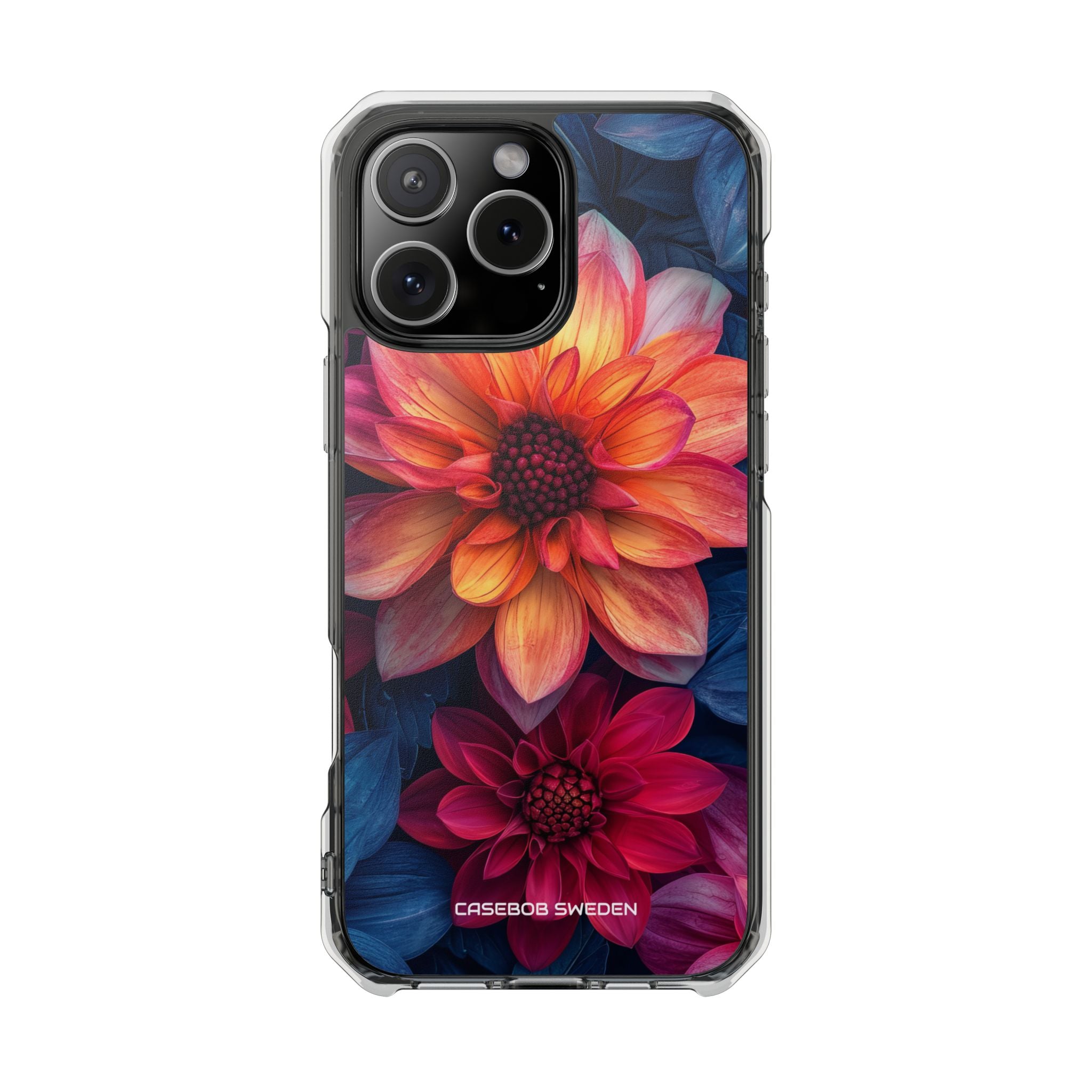 Floral Harmony Orange Blue - Clear Impact iPhone 16 Phone Case