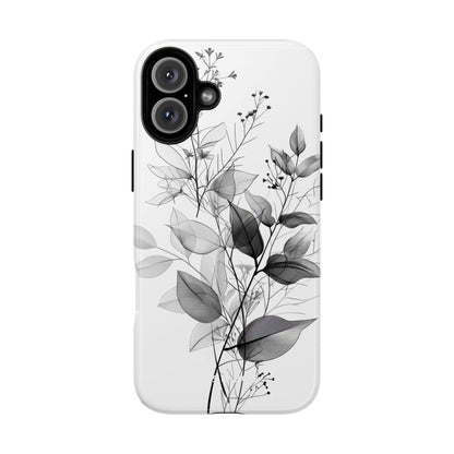 Gray Leaf Veil iPhone 16 Plus Case - Tough