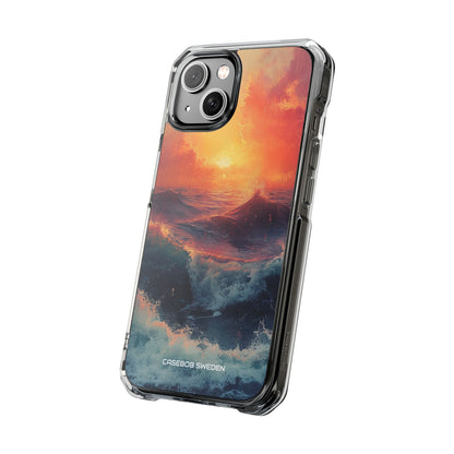 Ocean Sunset Waves - Clear Impact iPhone 14 Phone Case