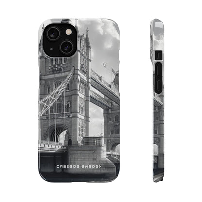 Tower Bridge Monochrome Architecture Study iPhone 14 - Slim Phone Case