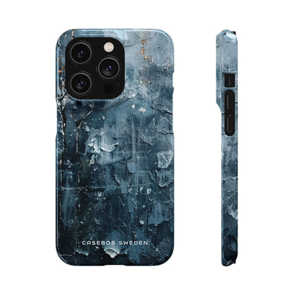 Weathered Blue Tapestry with Cracked Layers iPhone 14 - Slim Phone Case