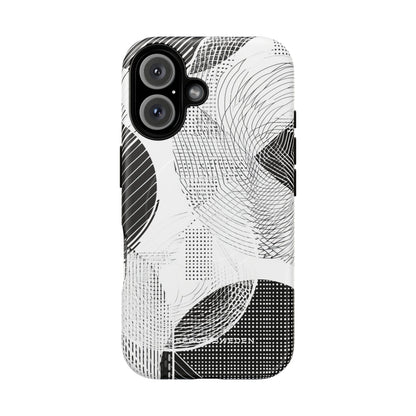 Geometric Monochrome Flow iPhone 16 | Tough+ Phone Case