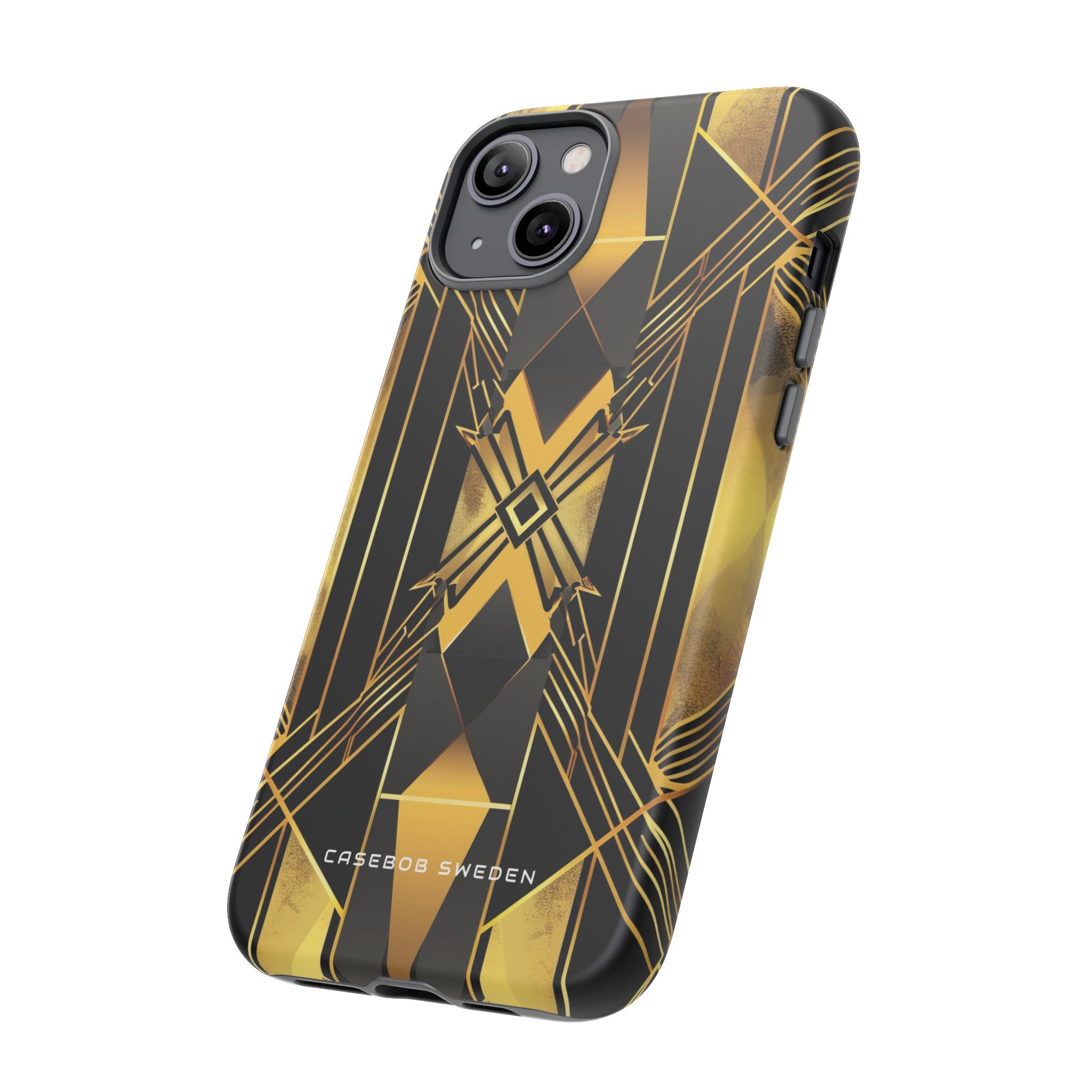 Golden Geometric Elegance iPhone 14 - Tough Phone Case