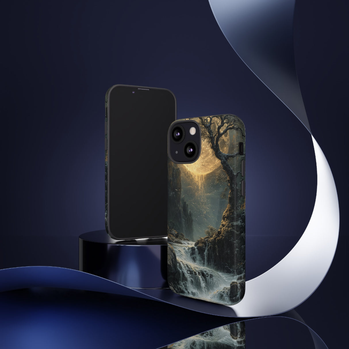 Moonlit Waterfall Silence - Protective Phone Case