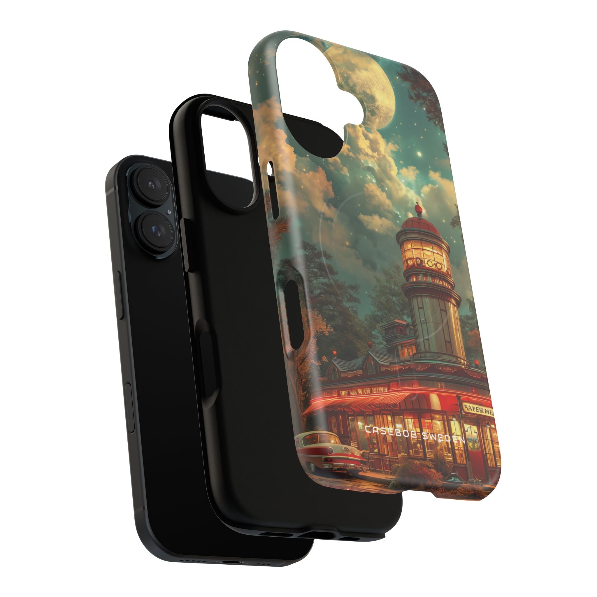 Vintage Moonlit Diner Fantasy iPhone 16 | Tough+ Phone Case