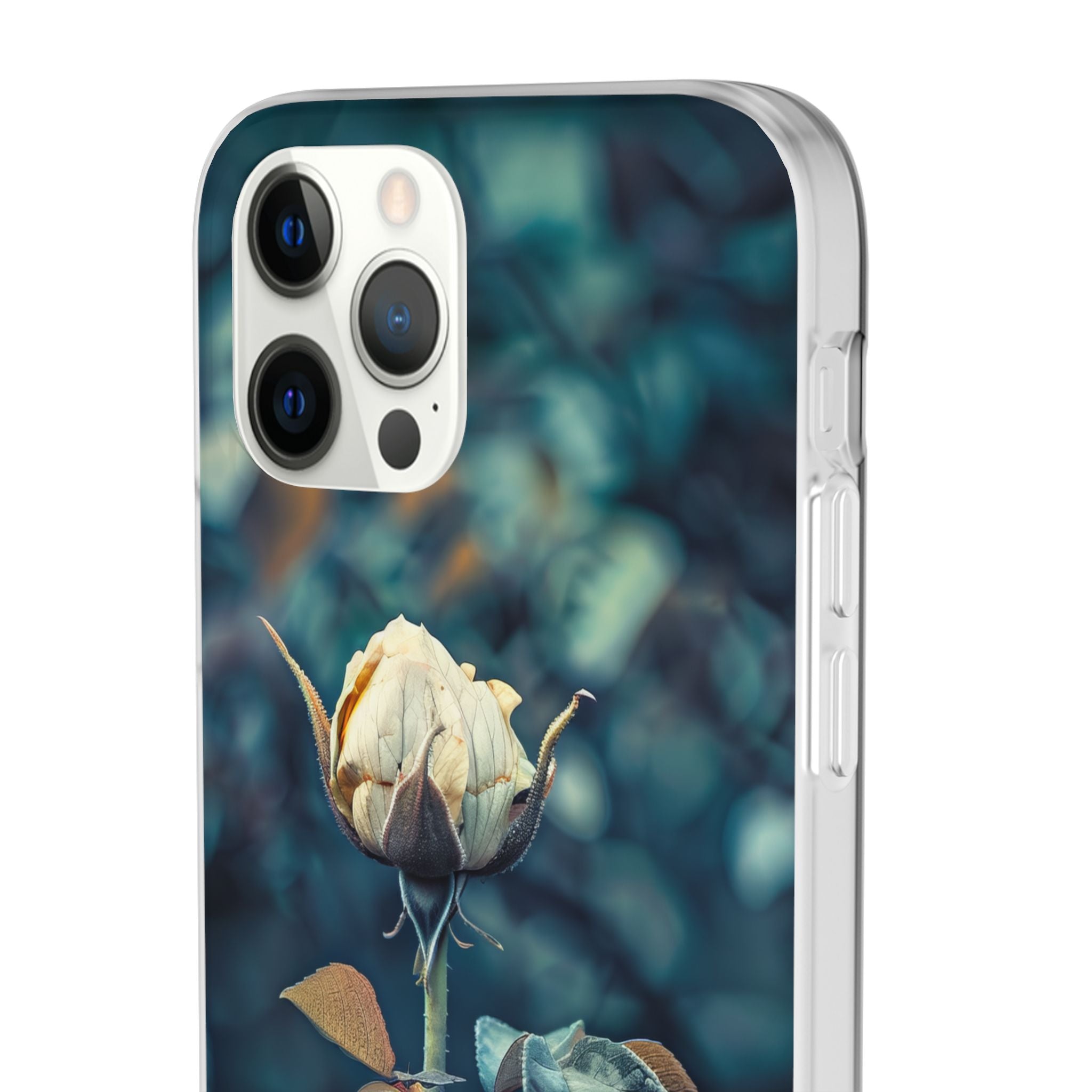 Teal Rosebud Serenade | Flexible Phone Case for iPhone