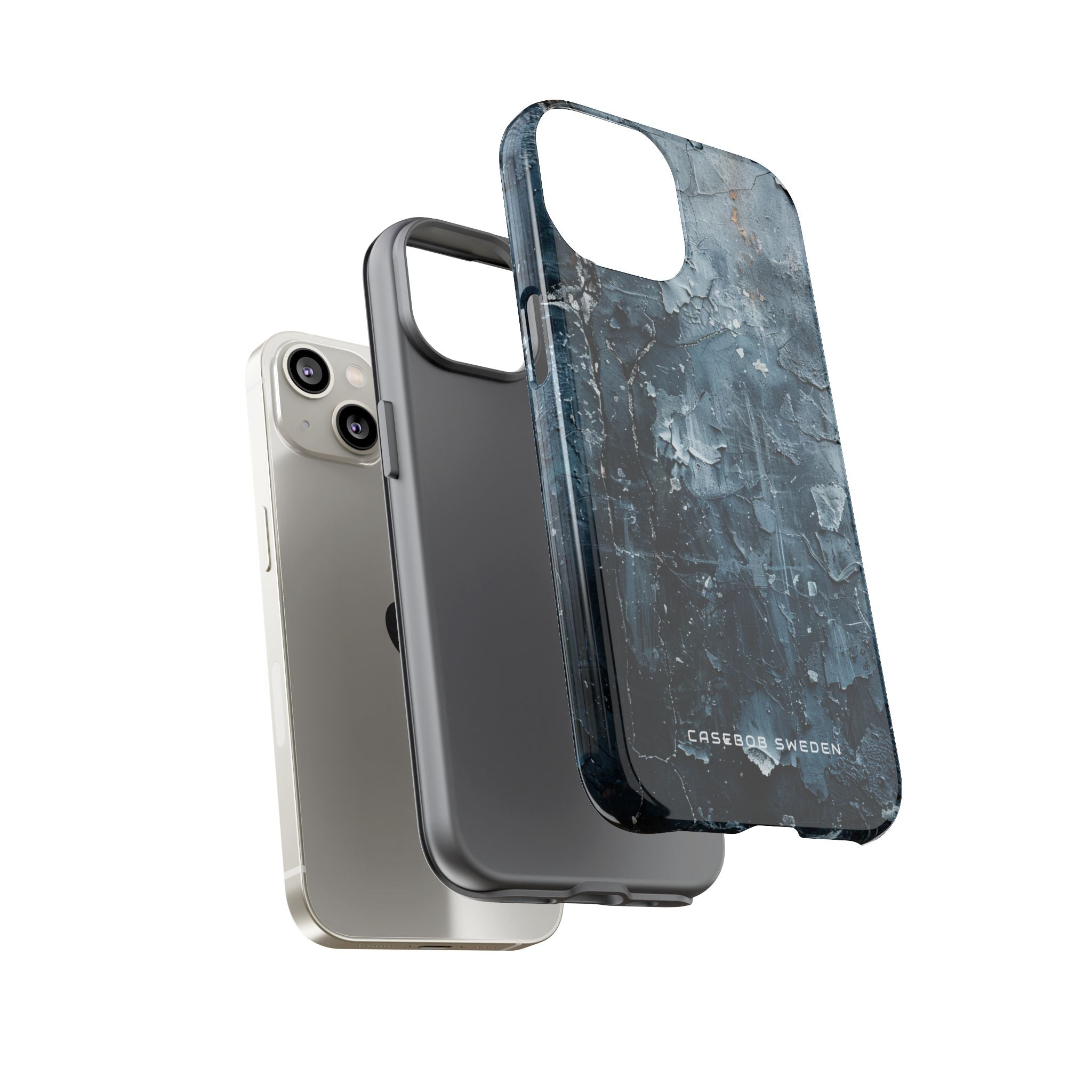 Weathered Blue Tapestry with Cracked Layers iPhone 14 - Tough Phone Case