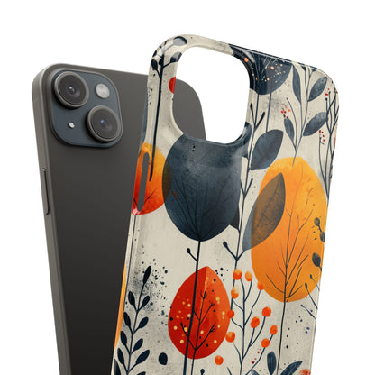 Modern Autumn Leaf Pattern - Slim iPhone 15 Phone Case