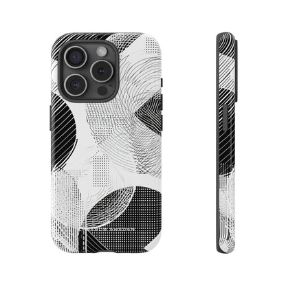 Geometric Monochrome Flow iPhone 15 - Tough Phone Case