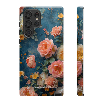 Blue Floral Elegance - Tough Samsung S22 Phone Case