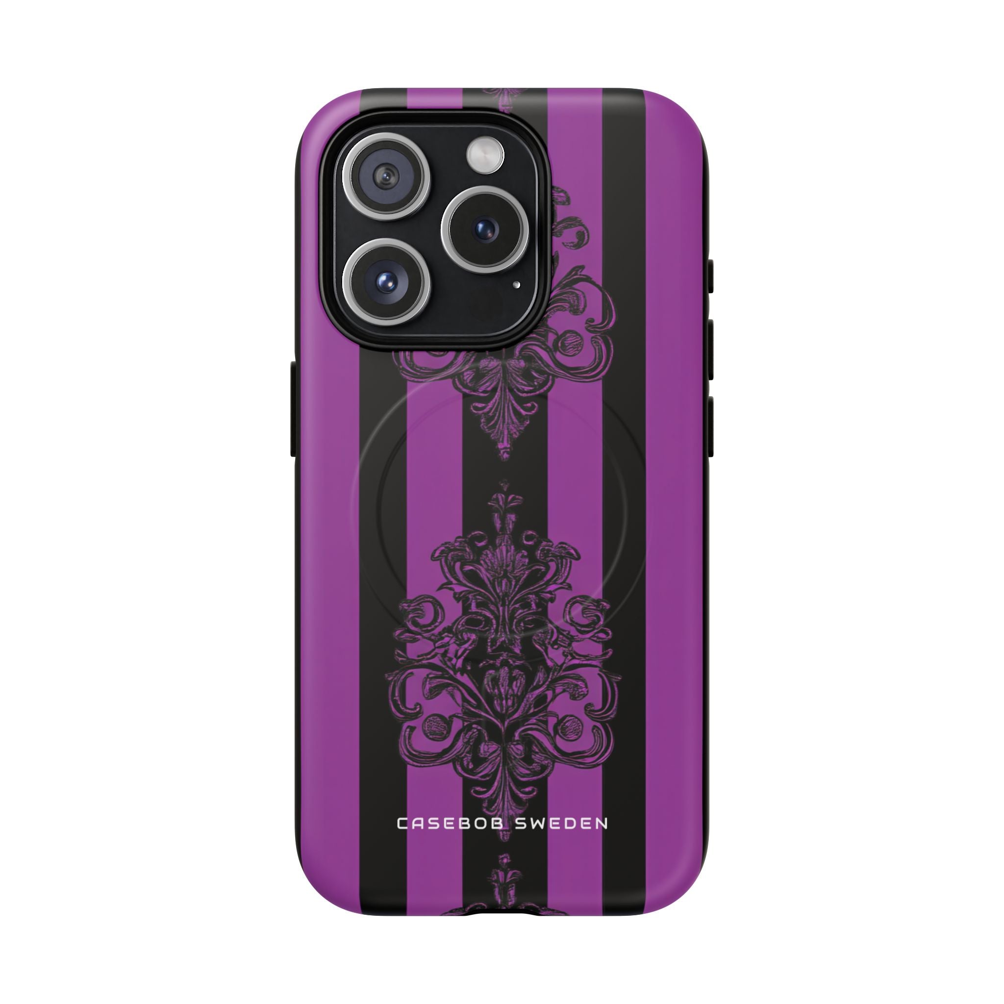 Gothic Elegance with Vertical Stripes and Ornamental Motifs iPhone 15 | Tough+ Phone Case