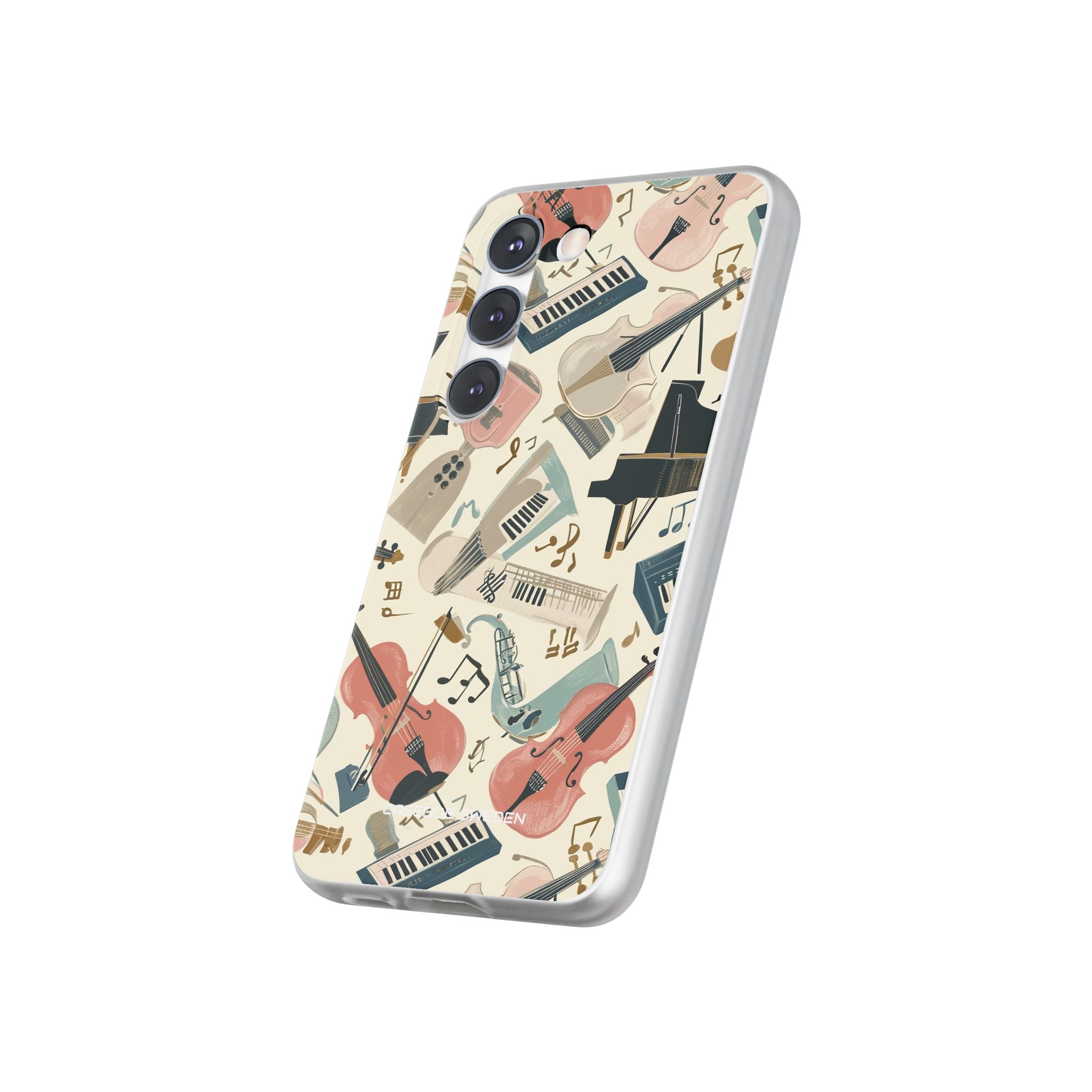 Beige Musical Instruments Pattern - Flexi Samsung S23 Phone Case