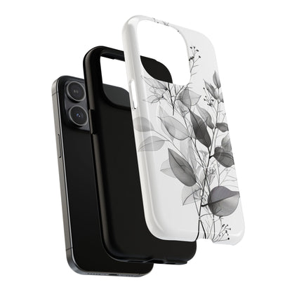 Veined Leaves Gray iPhone 15 Pro Case - Tough+