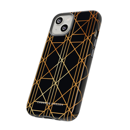 Golden Geometric Elegance iPhone 14 - Tough Phone Case