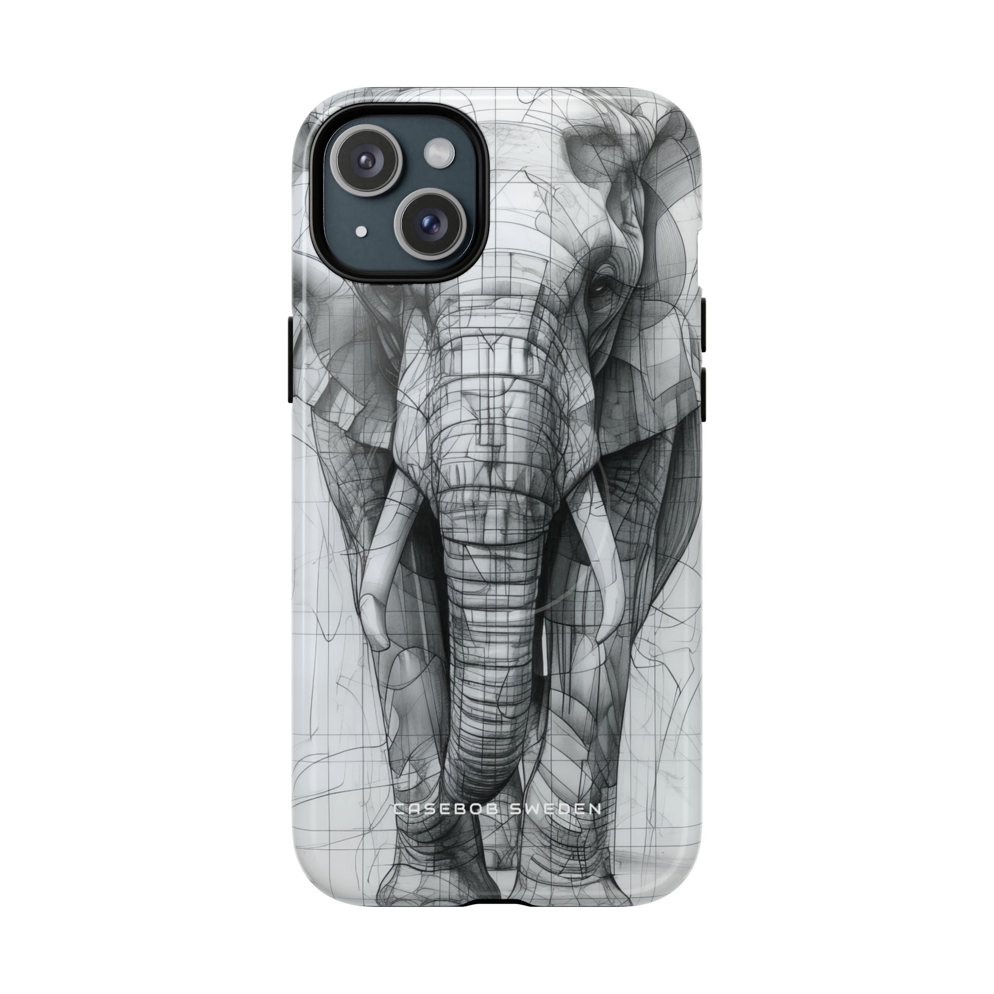 Elephant Line Geometry iPhone 15 | Tough+ Phone Case