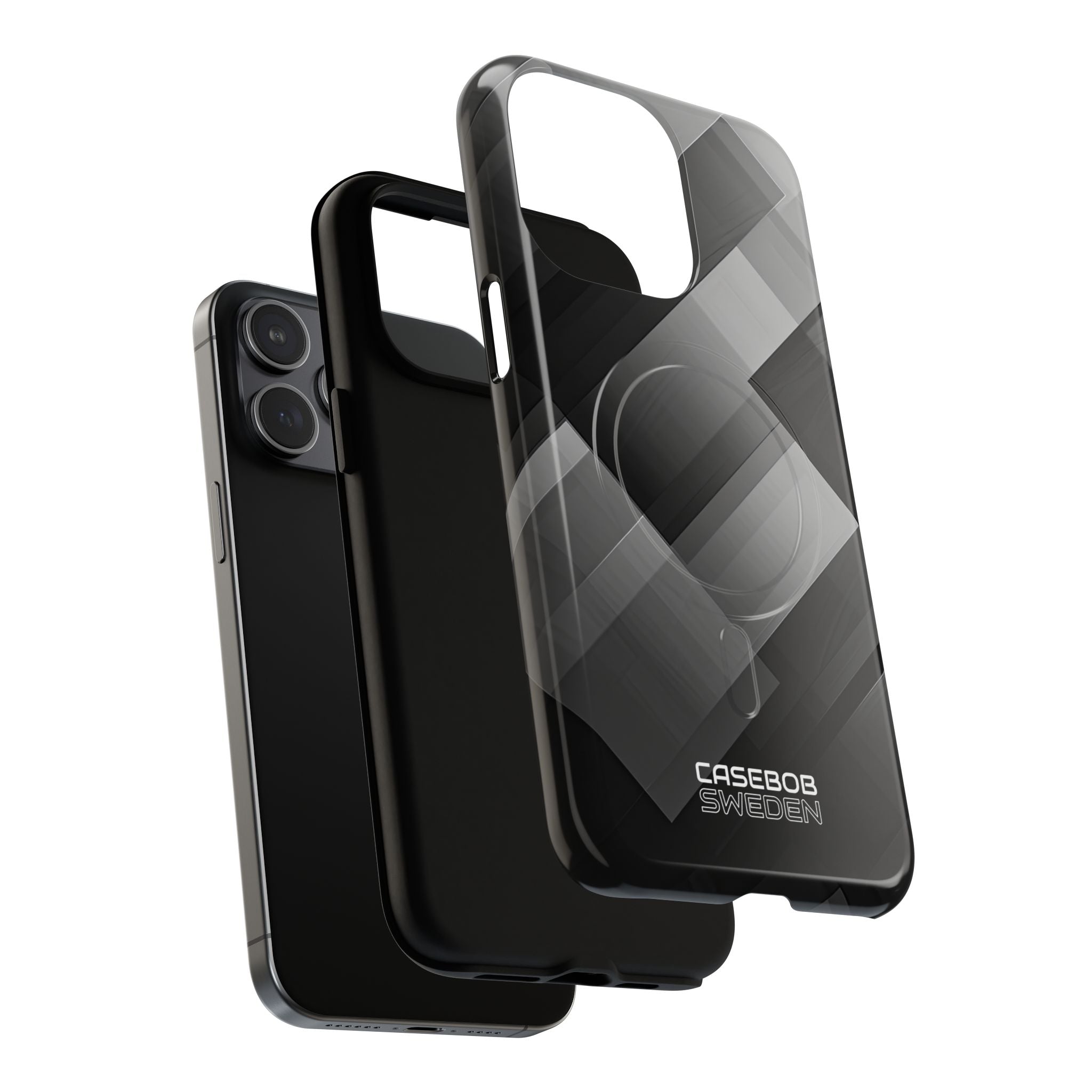 Grayscale Geometric Layers iPhone 15 - Tough+