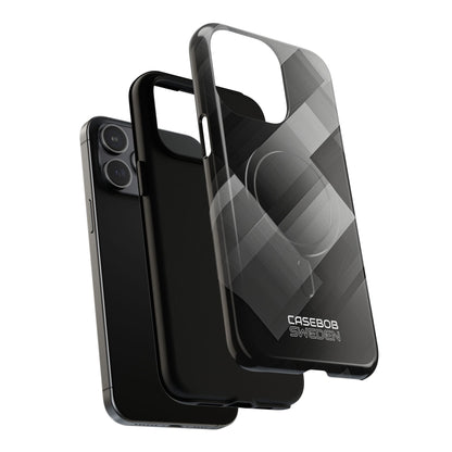 Grayscale Geometric Layers iPhone 15 - Tough+