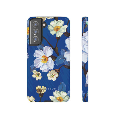 Elegant Flower on Blue iPhone Case | Tough