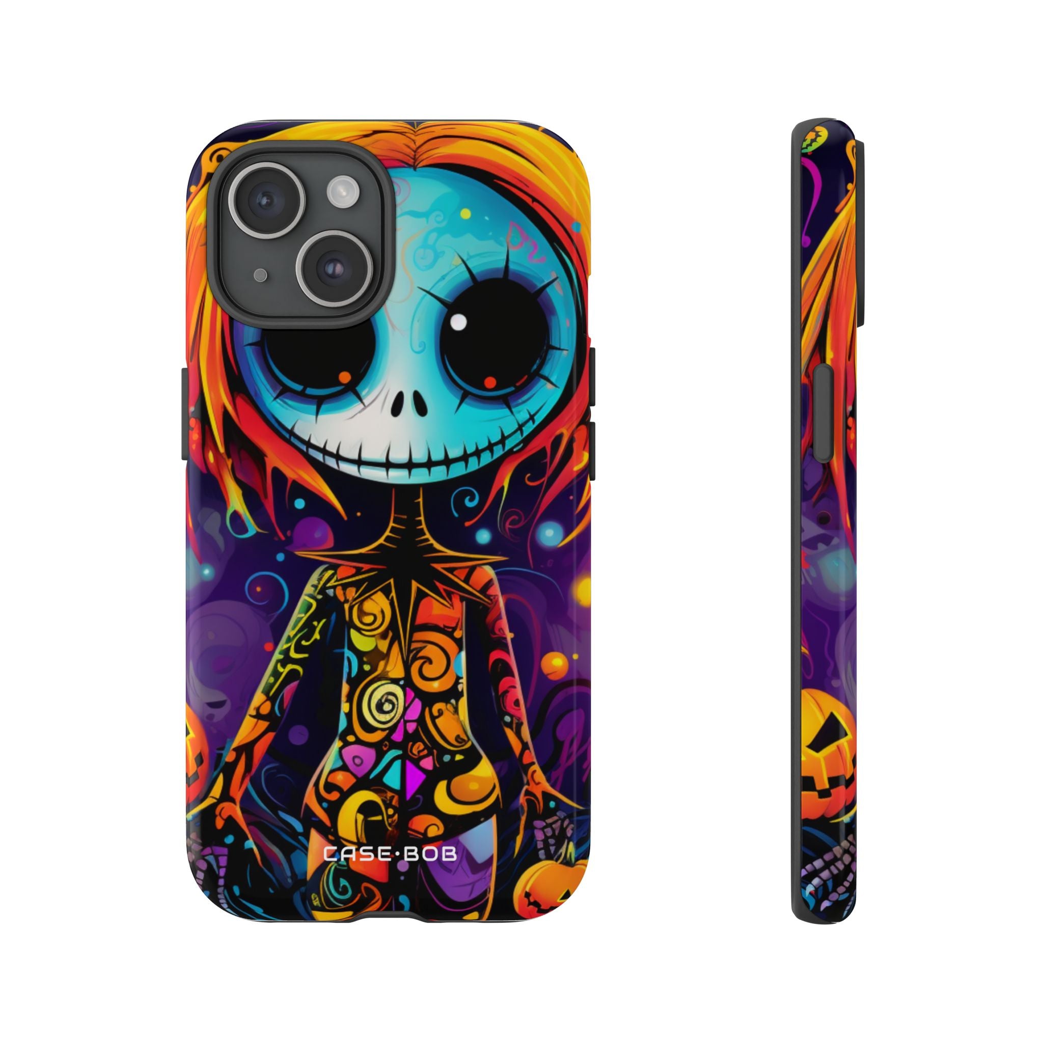 Blue Skull Swirl iPhone 15 Case - Tough