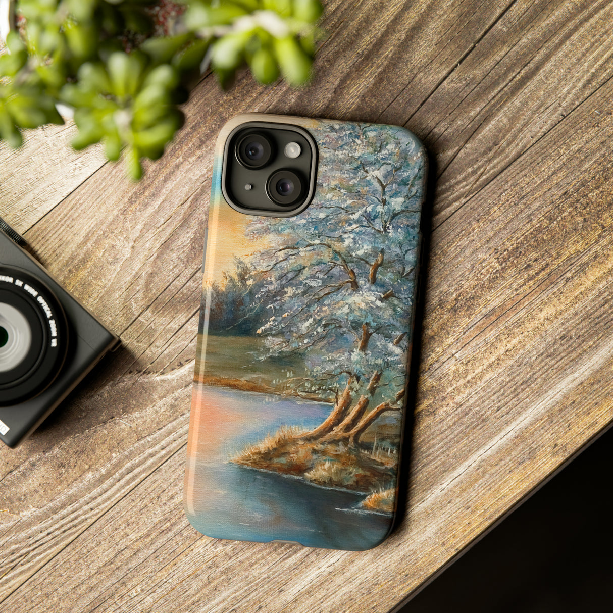 Oil Panting - Sunset on the lake - Protective Phone Case