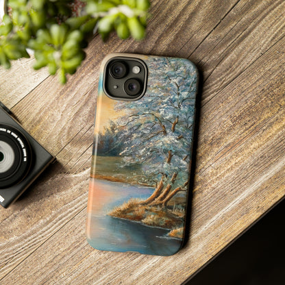 Oil Panting - Sunset on the lake - Protective Phone Case