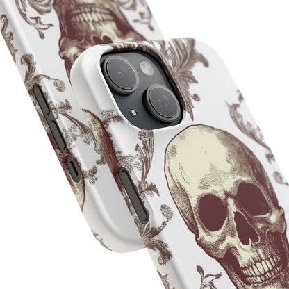 Gothic Skulls and Ornate Foliage iPhone 15 - Slim Phone Case