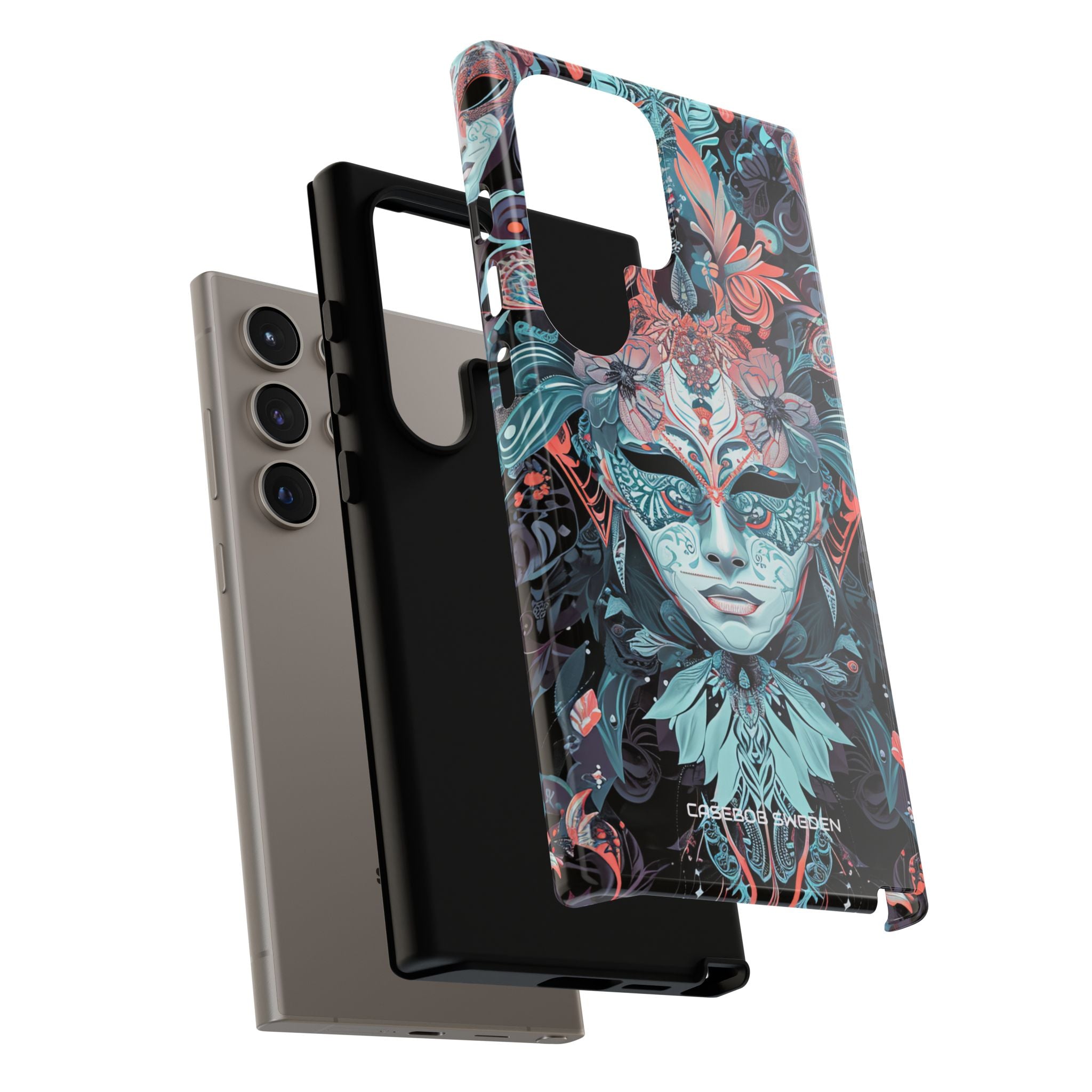 Mystic Teal Coral Mask - Tough Samsung S24 Phone Case