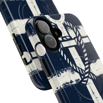 Navy Anchor Stripes iPhone 16 - Tough+