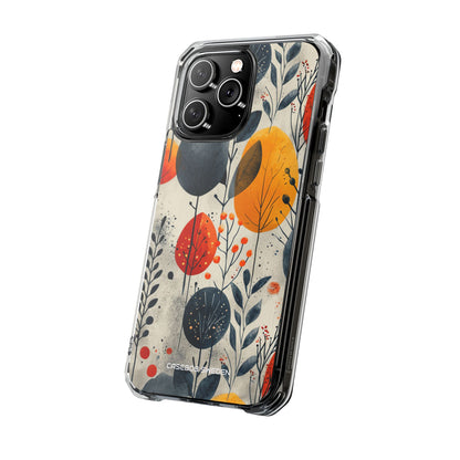 Modern Autumn Leaf Pattern - Clear Impact iPhone 14 Phone Case