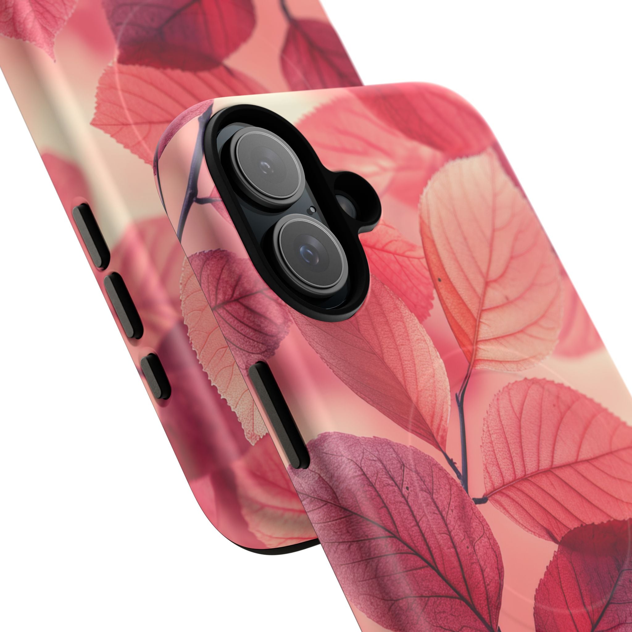 Elegante rosa Blätter iPhone 16 Tough+ Handyhülle