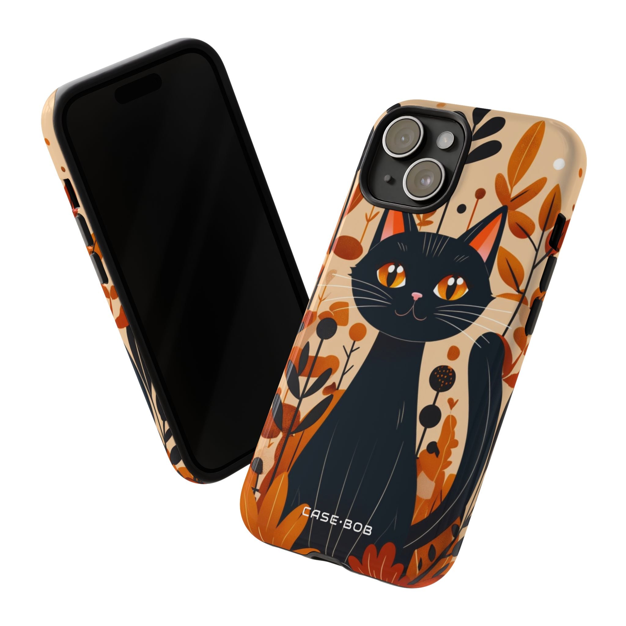 Black Cat Glow iPhone 15 Case - Tough