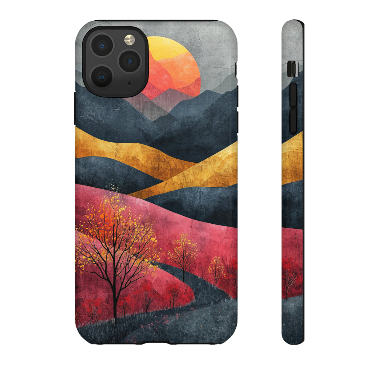 Nature's Geometry: Bright Sunset Mountain - Protective Phone Case