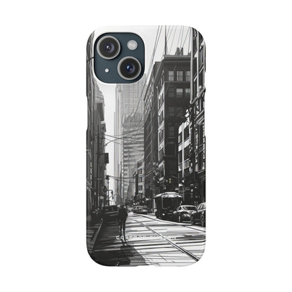 Urban Cityscape Line Perspective iPhone 15 - Slim Phone Case