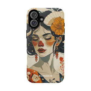 Mythical Serenity: Floral Ram Goddess - for iPhone 16