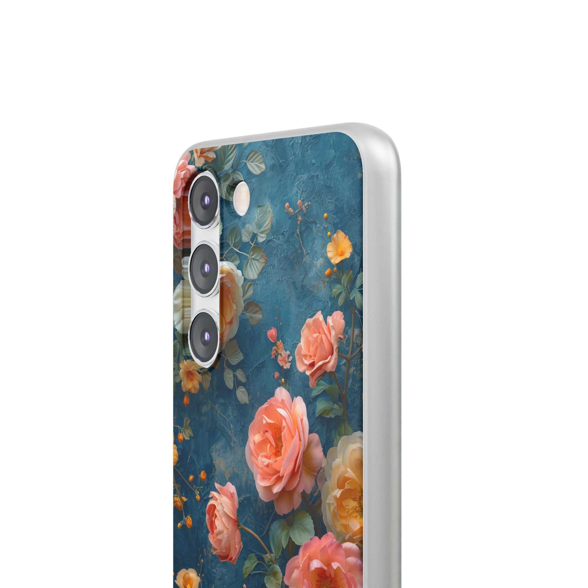 Blue Floral Elegance - Flexi Samsung S23 Phone Case